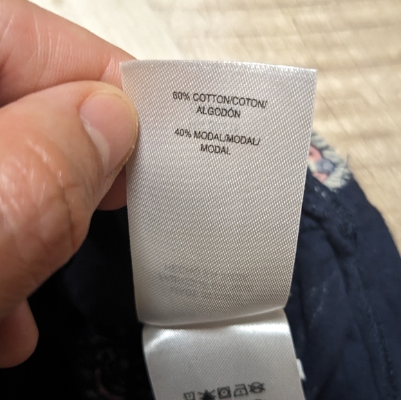 Lucky Brand Navy Blue Square Neck Top Floral Print Women's Size Large - Picture 5 of 8